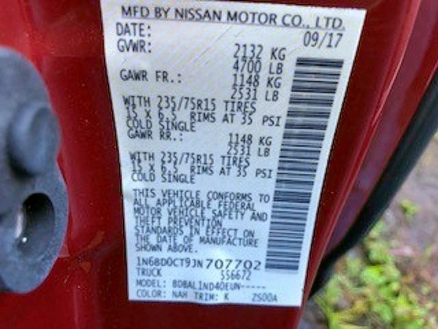 1N6BD0CT9JN707702 - 2018 NISSAN FRONTIER S RED photo 10