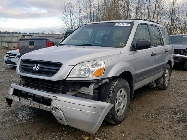 2HKYF18185H571959 - 2005 HONDA PILOT LX SILVER photo 2