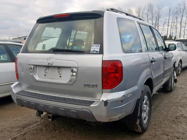 2HKYF18185H571959 - 2005 HONDA PILOT LX SILVER photo 4