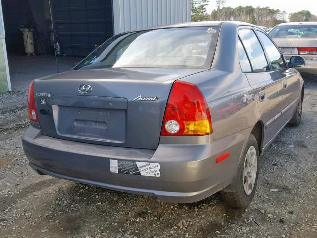 KMHCG45C05U616540 - 2005 HYUNDAI ACCENT GL GRAY photo 4