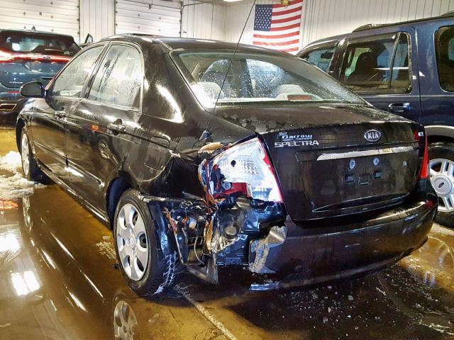 KNAFE221395632257 - 2009 KIA SPECTRA EX BLACK photo 3