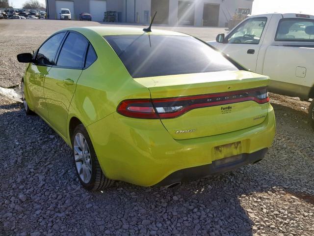 1C3CDFBA2DD182457 - 2013 DODGE DART SXT GREEN photo 3