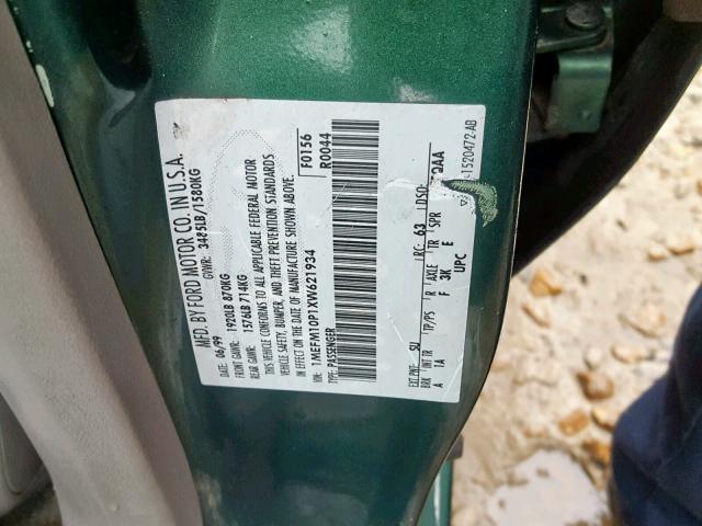 1MEFM10P1XW621934 - 1999 MERCURY TRACER GS GREEN photo 10