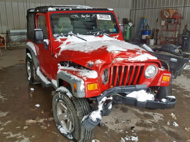 1J4FA49S03P374813 - 2003 JEEP WRANGLER / RED photo 1