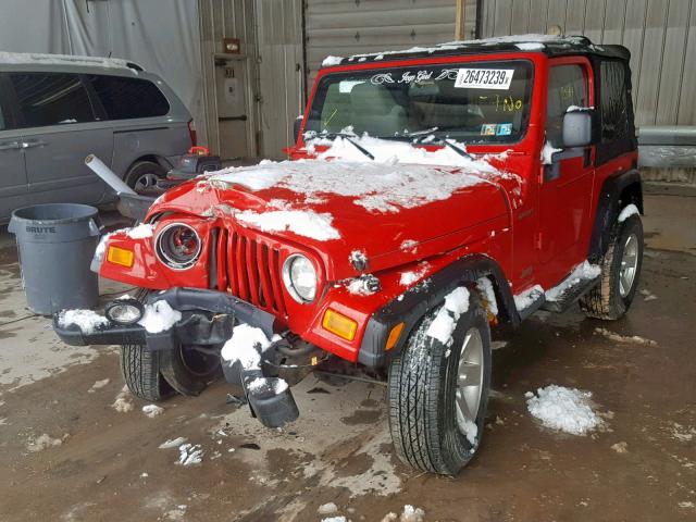 1J4FA49S03P374813 - 2003 JEEP WRANGLER / RED photo 2