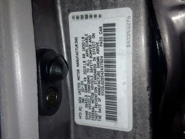 5Y2SL62854Z437824 - 2004 PONTIAC VIBE GRAY photo 10