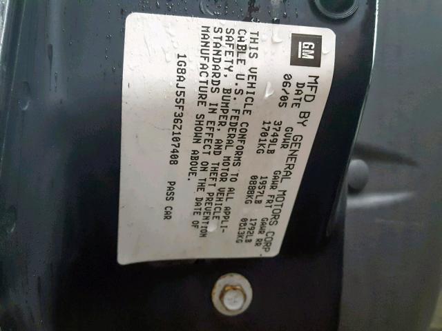 1G8AJ55F36Z107408 - 2006 SATURN ION LEVEL GRAY photo 10