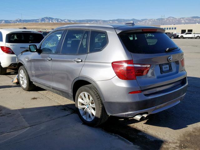 5UXWX9C53E0D14834 - 2014 BMW X3 XDRIVE2 SILVER photo 3