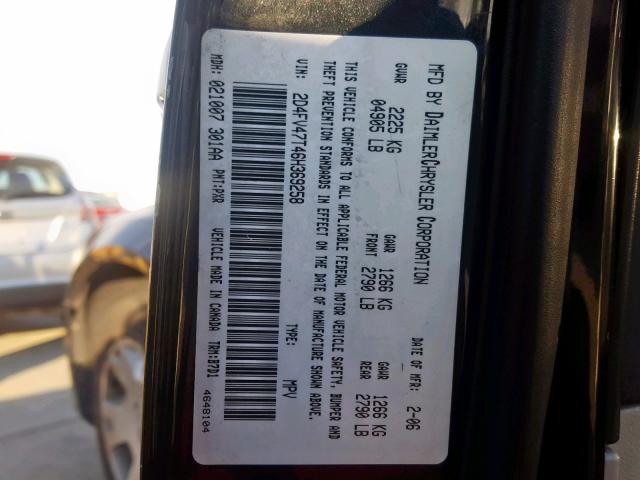 2D4FV47T46H369258 - 2006 DODGE MAGNUM SE BLACK photo 10