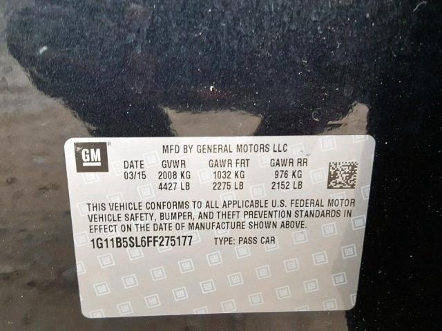 1G11B5SL6FF275177 - 2015 CHEVROLET MALIBU LS CHARCOAL photo 10