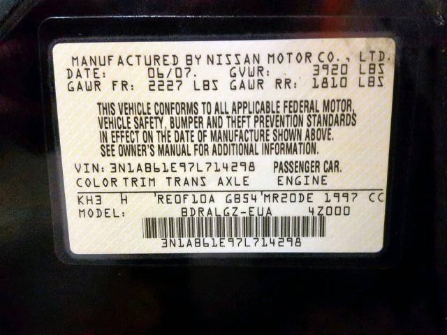 3N1AB61E97L714298 - 2007 NISSAN SENTRA 2.0 BLACK photo 10