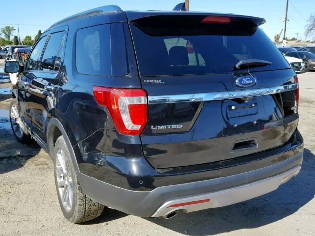 1FM5K8F88GGA79233 - 2016 FORD EXPLORER L BLACK photo 3