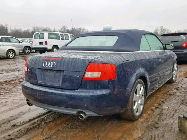 WAUAT48H83K017986 - 2003 AUDI A4 3.0 CAB BLUE photo 4