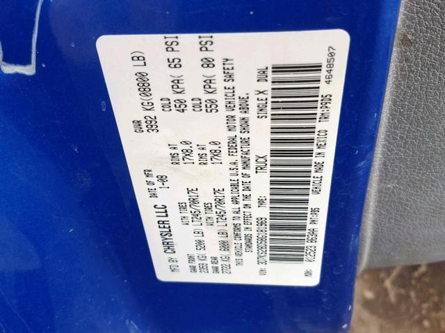 3D7KS28D58G181969 - 2008 DODGE RAM 2500 S Կապույտ լուսանկար 10