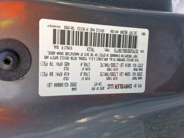 3D7KS28D58G158773 - 2008 DODGE RAM 2500 S GRAY photo 10