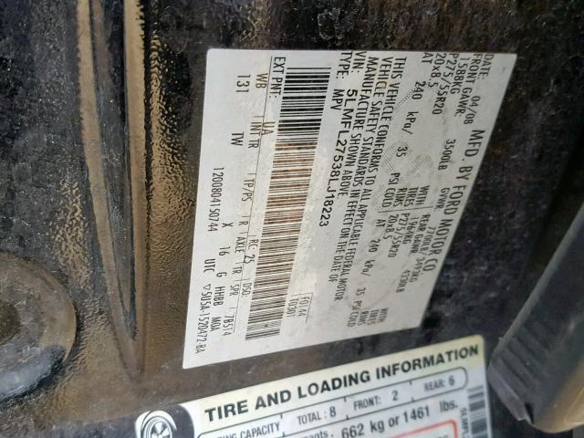 5LMFL27538LJ18223 - 2008 LINCOLN NAVIGATOR 双色 照片 10