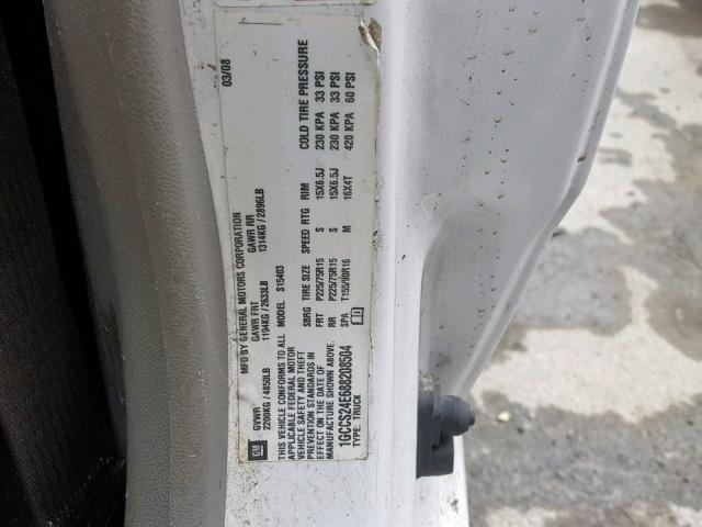 1GCCS24E688208504 - 2008 CHEVROLET COLORADO L WHITE photo 10