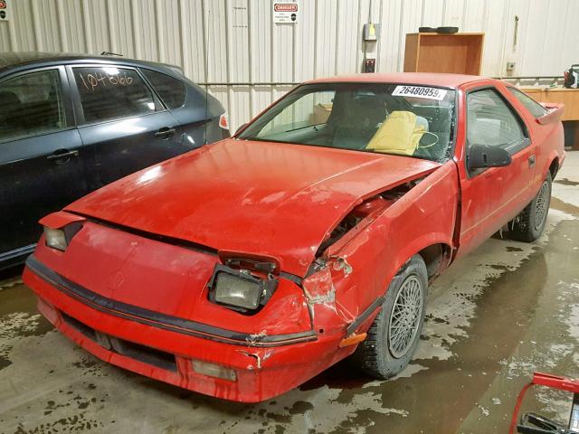 1C3BG2430LG484823 - 1990 CHRYSLER DAYTONA RED photo 2