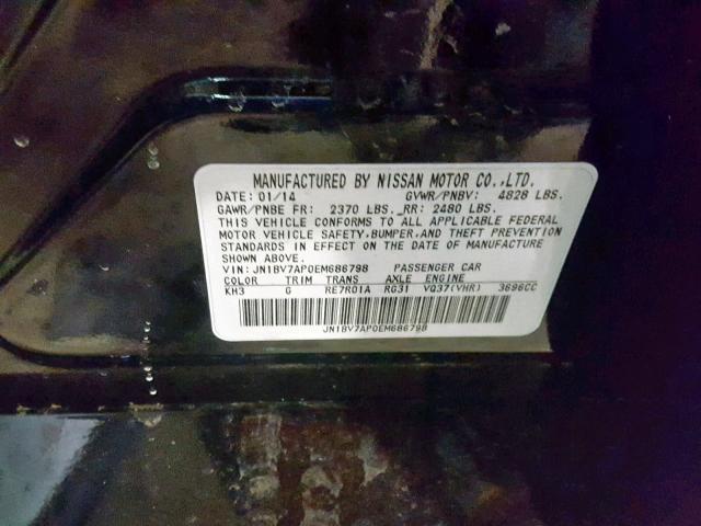 JN1BV7AP0EM686798 - 2014 INFINITI Q50 BASE BLACK photo 10