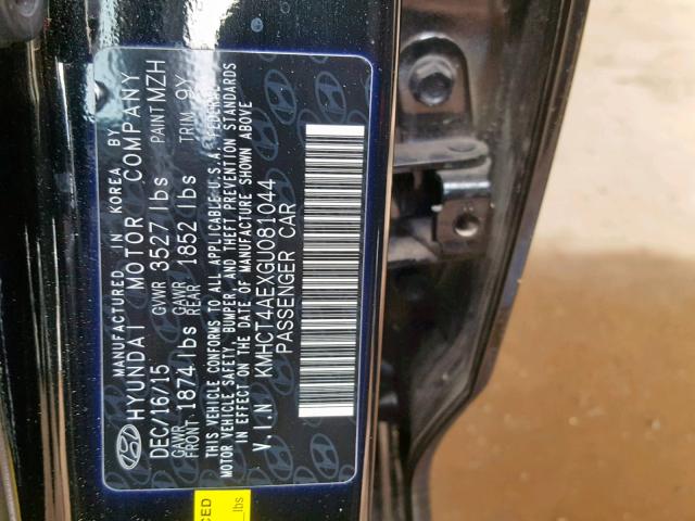 KMHCT4AEXGU081044 - 2016 HYUNDAI ACCENT SE BLACK photo 10