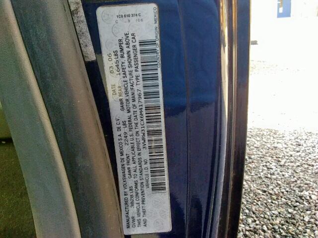 3VWRW31CX6M417967 - 2006 VOLKSWAGEN NEW BEETLE Mavi foto 10