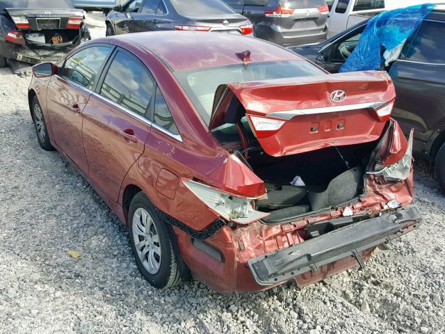 5NPEB4AC0BH208448 - 2011 HYUNDAI SONATA GLS RED photo 3