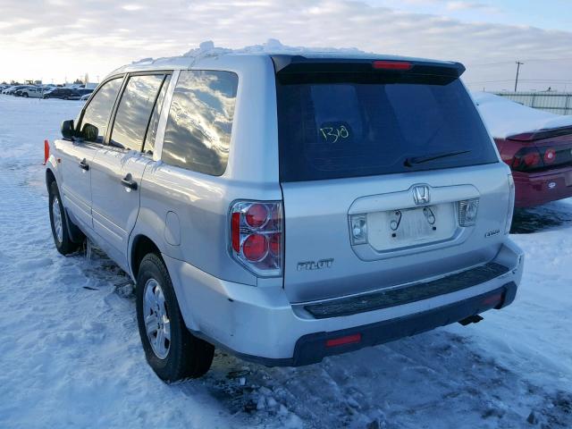 2HKYF18147H538721 - 2007 HONDA PILOT LX SILVER photo 3