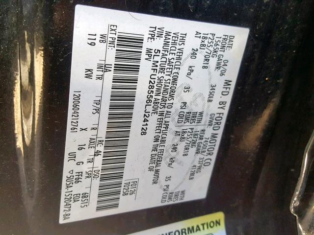 5LMFU28556LJ24128 - 2006 LINCOLN NAVIGATOR Noir photo 10