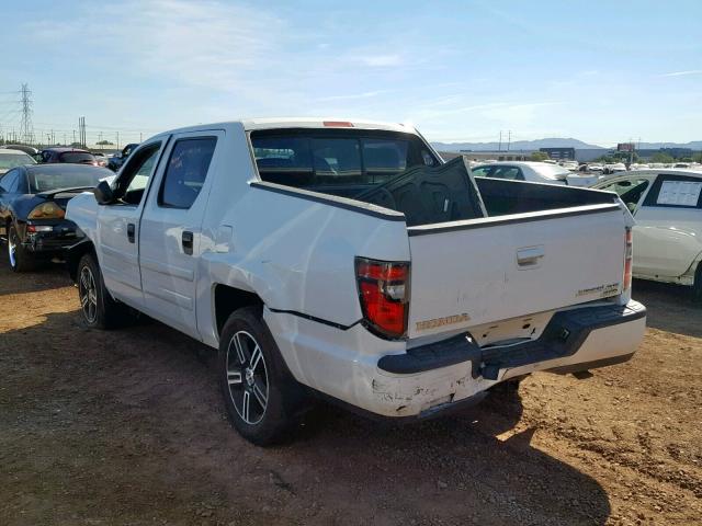 5FPYK1F78DB003637 - 2013 HONDA RIDGELINE WHITE photo 3