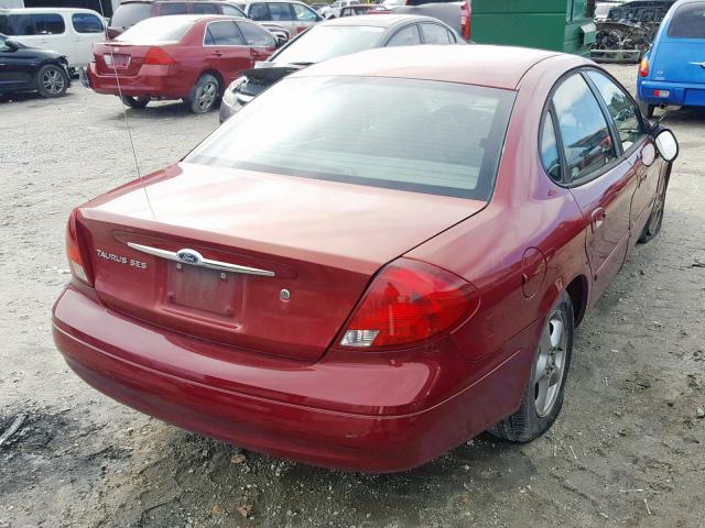 1FAFP55U82A163884 - 2002 FORD TAURUS SES RED photo 4