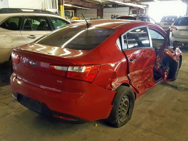 KNADM4A35D6224631 - 2013 KIA RIO LX RED photo 4