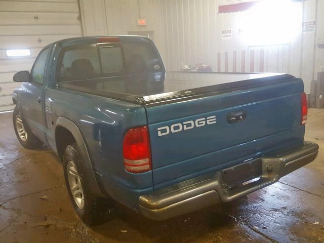 1B7FL16X52S537014 - 2002 DODGE DAKOTA BAS BLUE photo 3