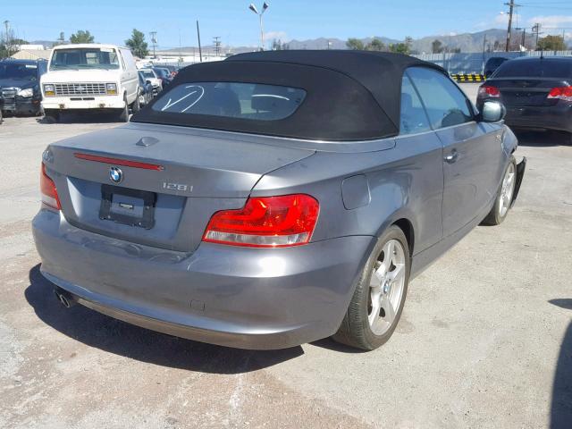 WBAUN1C59CVR00447 - 2012 BMW 128 I GRAY photo 4