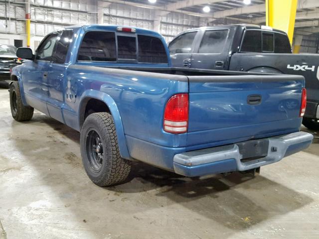 1B7GL32X62S718077 - 2002 DODGE DAKOTA SPO BLUE photo 3