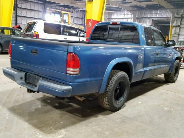 1B7GL32X62S718077 - 2002 DODGE DAKOTA SPO BLUE photo 4