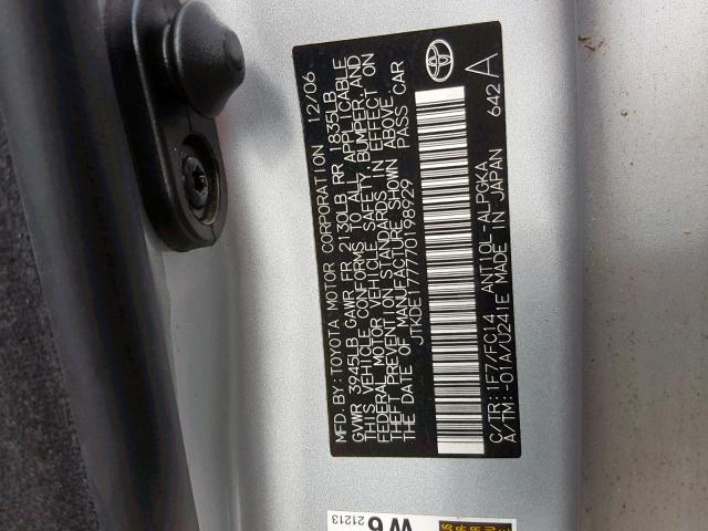 JTKDE177770198929 - 2007 TOYOTA SCION TC GRAY photo 10