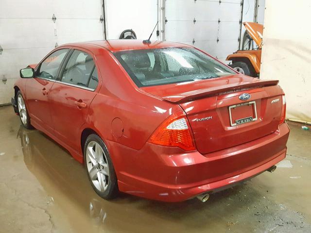 3FAHP0KC6AR203830 - 2010 FORD FUSION SPO RED photo 3