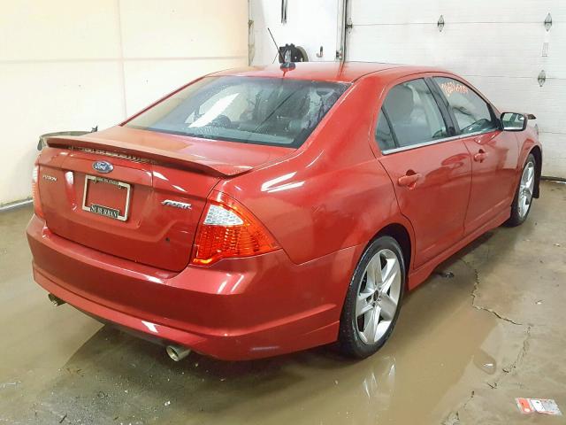 3FAHP0KC6AR203830 - 2010 FORD FUSION SPO RED photo 4