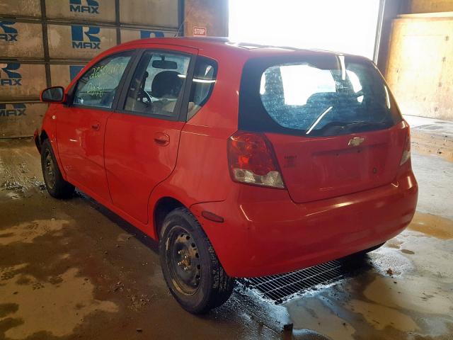 KL1TD66637B773969 - 2007 CHEVROLET AVEO BASE წითელი ფოტო 3