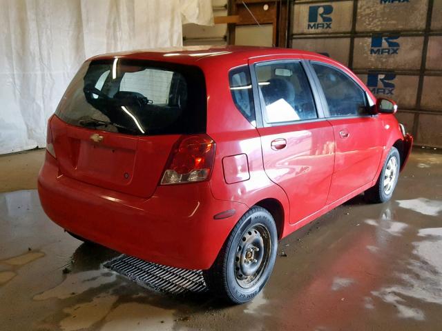 KL1TD66637B773969 - 2007 CHEVROLET AVEO BASE წითელი ფოტო 4