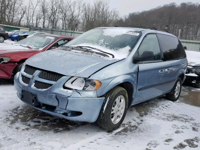 1D4GP45R24B573939 - 2004 DODGE CARAVAN SX BLUE photo 2