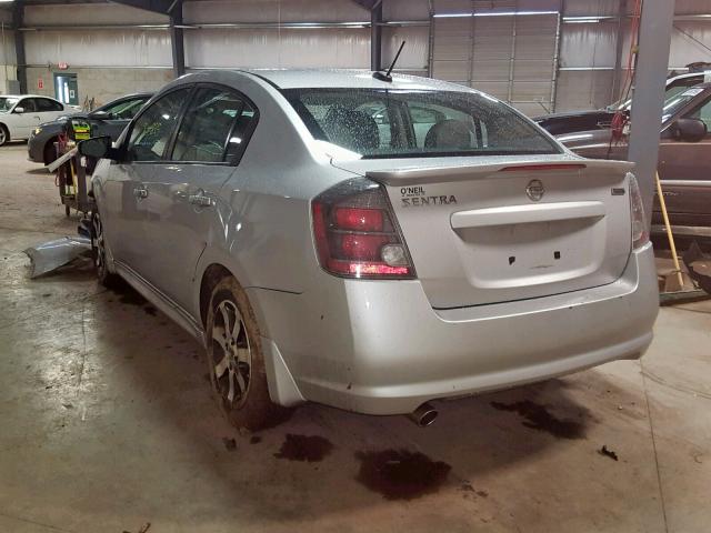 3N1AB6AP6CL619323 - 2012 NISSAN SENTRA 2.0 SILVER photo 3