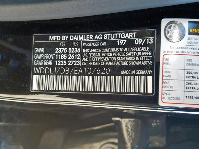 WDDLJ7DB7EA107620 - 2014 MERCEDES-BENZ CLS 550 BLACK photo 10