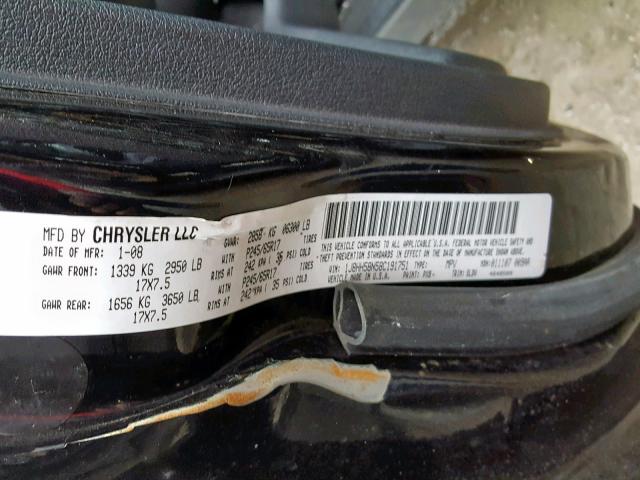 1J8HH58N58C191751 - 2008 JEEP COMMANDER BLACK photo 10