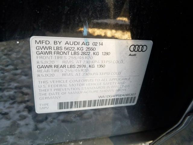 WA1DGAFP5EA085307 - 2014 AUDI Q5 PREMIUM PLUS  photo 10