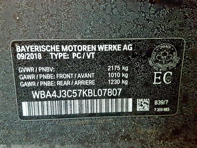 WBA4J3C57KBL07807 - 2019 BMW 430XI GRAN GRAY photo 10