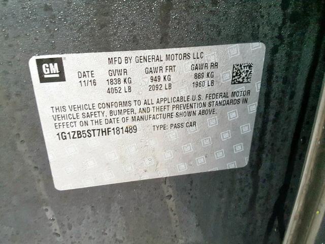 1G1ZB5ST7HF181489 - 2017 CHEVROLET MALIBU LS GRAY photo 10