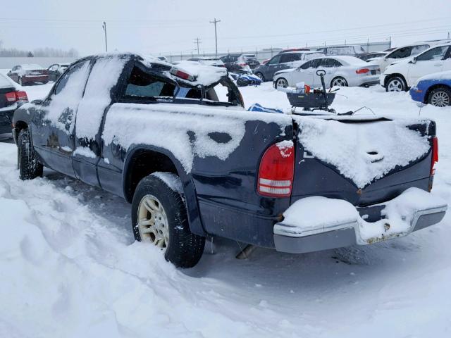 1B7GL42X22S569172 - 2002 DODGE DAKOTA SLT BLACK photo 3