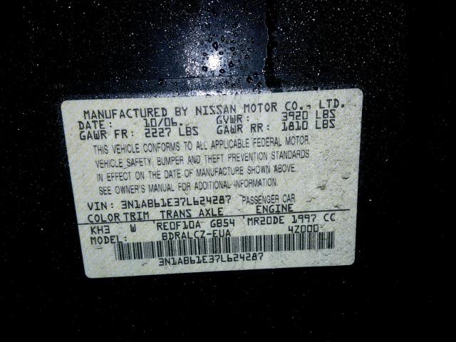 3N1AB61E37L624287 - 2007 NISSAN SENTRA 2.0 BLACK photo 10