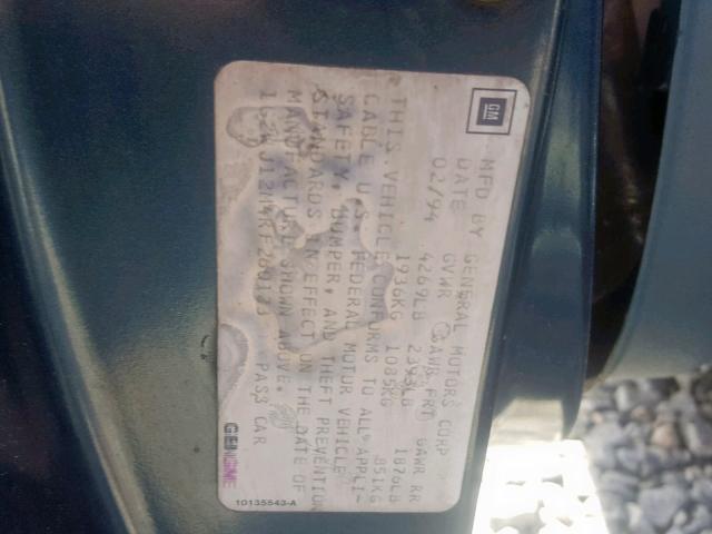 1G2WJ12M4RF260123 - 1994 PONTIAC GRAND PRIX GREEN photo 10